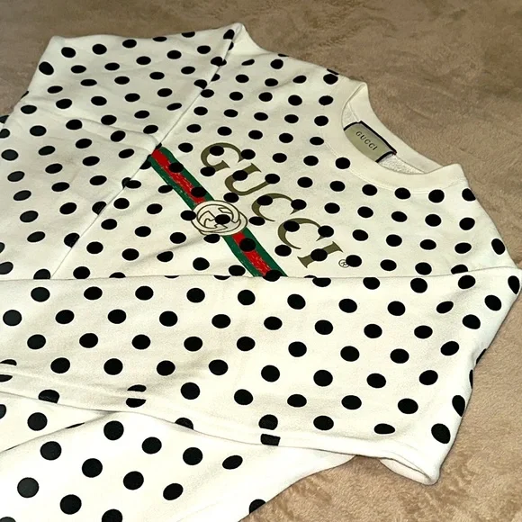 Gucci White & Black Polka Dot Print Sweatshirt - Picture 7 of 14